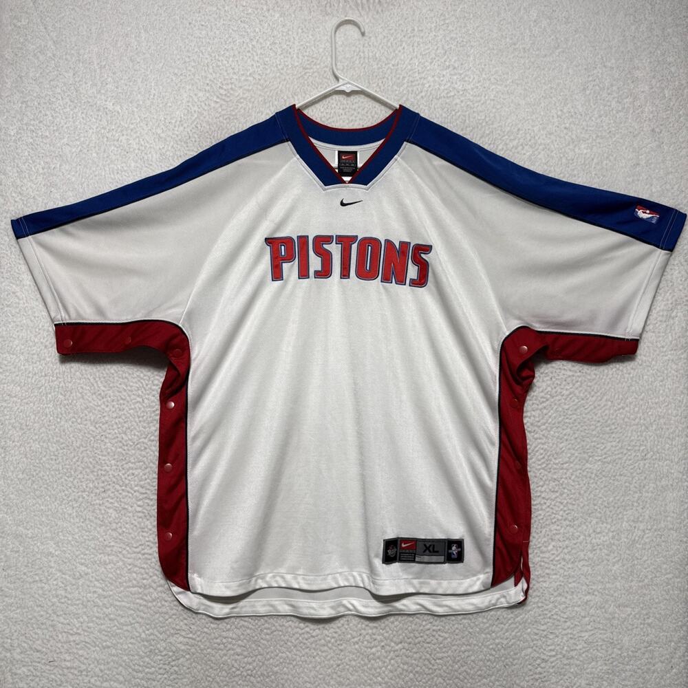 NBA Detroit Pistons Basketball S/S Shooting Shirt Full Side Snaps Nike Size XL